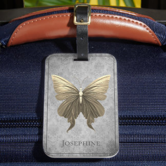 Etiqueta Para Maletas Mariposa jewada de oro
