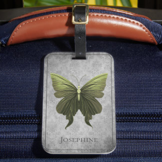 Etiqueta Para Maletas Mariposa jewada verde