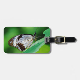 Etiqueta Para Maletas Mariposa marrón oscuro y gris