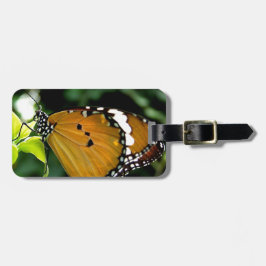 Etiqueta Para Maletas Mariposa naranja, negra y blanca en hoja
