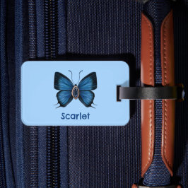 Etiqueta Para Maletas Mariposa real de pavo real de zafiro azul personal