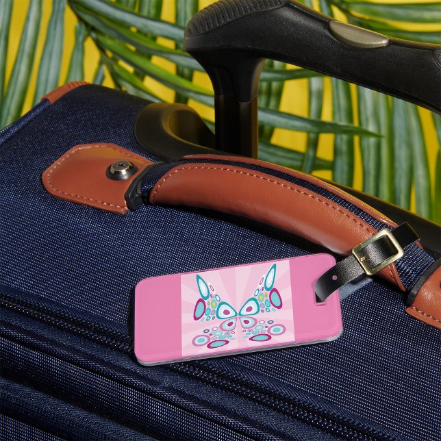 Etiqueta Para Maletas Mariposa Retro Resumen Arte Pop (Subido por el creador)