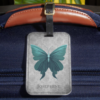Etiqueta Para Maletas Mariposa verde azulada