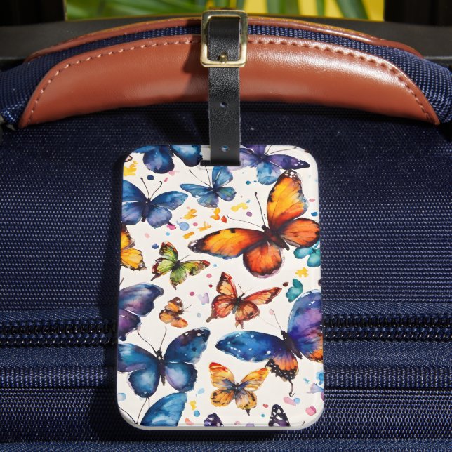Etiqueta Para Maletas Mariposas Acuarela  (Anverso In situ 2)