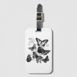 Etiqueta Para Maletas Mariposas blancas y negras