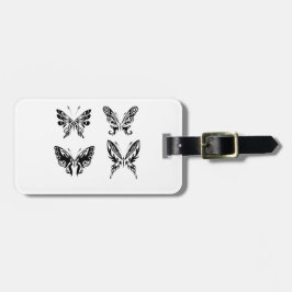 Etiqueta Para Maletas Mariposas Negras Y Blancas