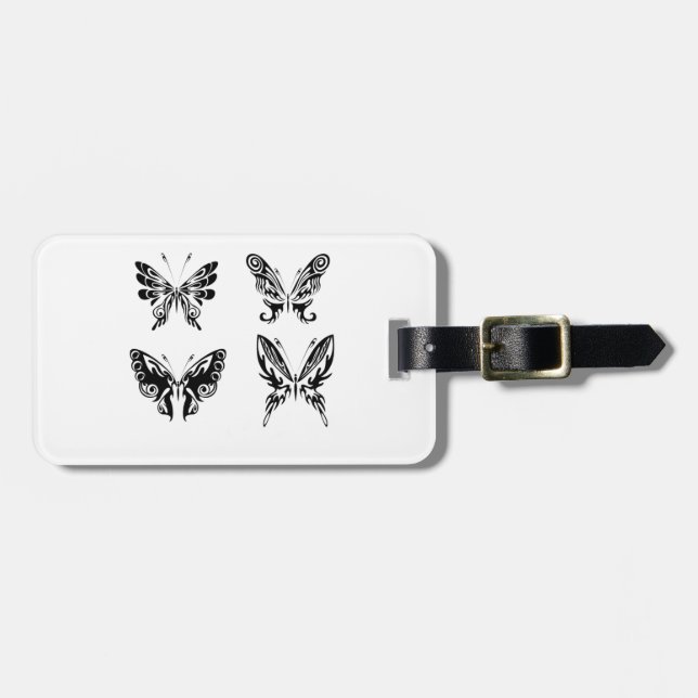 Etiqueta Para Maletas Mariposas Negras Y Blancas (Frente Horizontal)
