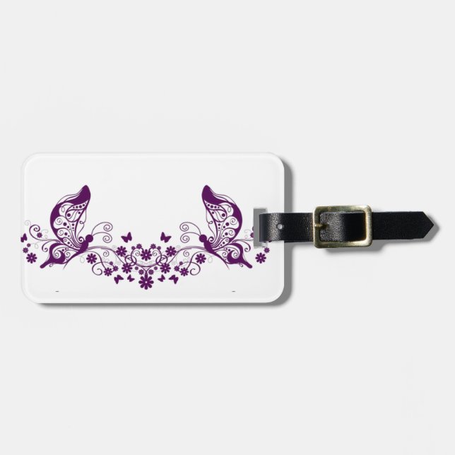 Etiqueta Para Maletas Mariposas violetas (Frente Horizontal)