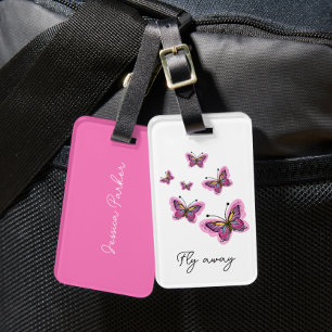 Etiqueta Para Maletas Mariposas volando