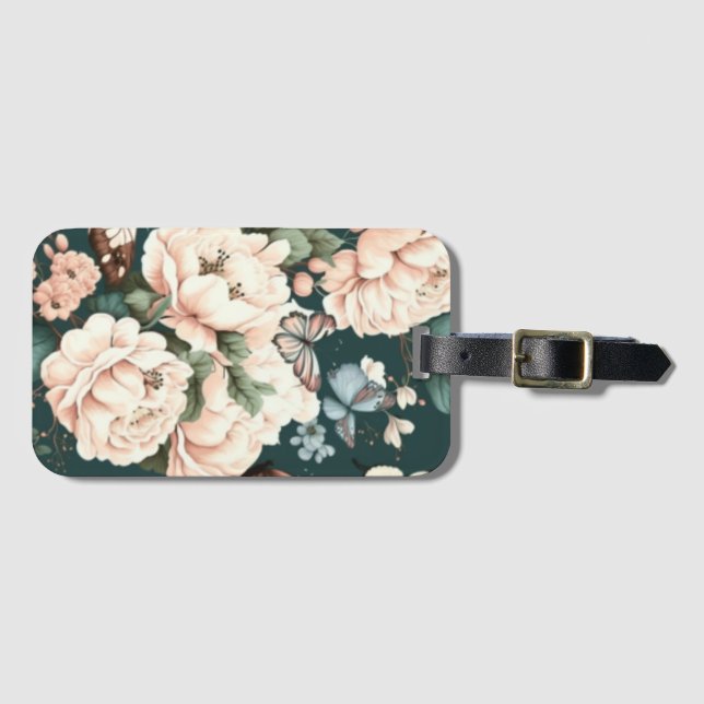 Etiqueta Para Maletas Mariposas y flores (Anverso horizontal)