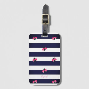 Etiqueta Para Maletas Mariquita a rayas adorable - Personalizado