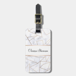 Etiqueta Para Maletas mármol blanco geométrico del oro color de rosa