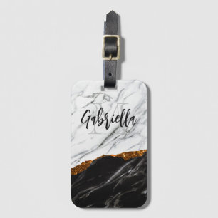 Etiqueta Para Maletas Mármol blanco y negro