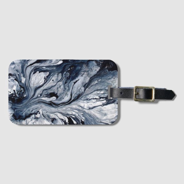 Etiqueta Para Maletas Mármol blanco y negro (Anverso horizontal)