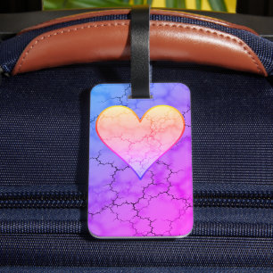 Etiqueta Para Maletas Mármol del Corazón del Arcoiris