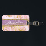 Etiqueta Para Maletas Mármol dorado y rosa con Relieve metalizado dorado<br><div class="desc">Mármol dorado y rosa con etiqueta de equipaje de nombre Monograma Relieve metalizado dorado y Purpurina. Esta etiqueta de bolso es perfecta para volver a la escuela,  trabajar o viajar.</div>