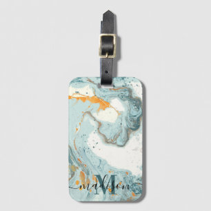 Etiqueta Para Maletas Mármol y Purpurina Resumen