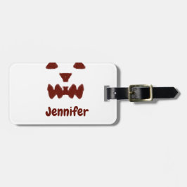 Etiqueta Para Maletas Marrón Halloween cara temible otoño añadir nombre