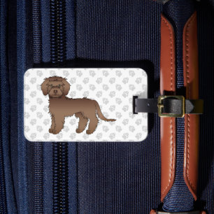 Etiqueta Para Maletas Marrón Mini Goldendoodle Cute Cartog Perro y texto