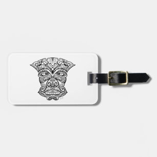 Etiqueta Para Maletas Máscara de tiki blanco y negro