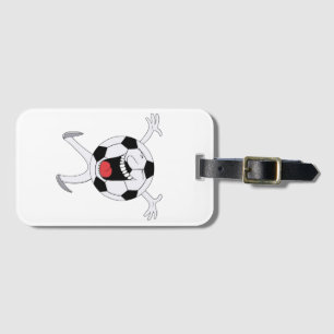 Etiqueta Para Maletas Mascota de Balón de Fútbol Sonriente
