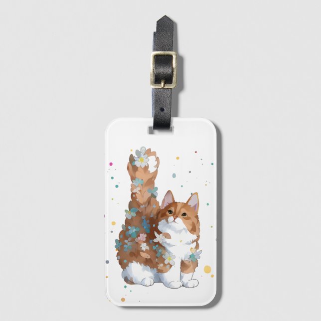 Etiqueta Para Maletas Mascota de gato kitsch (Anverso vertical)