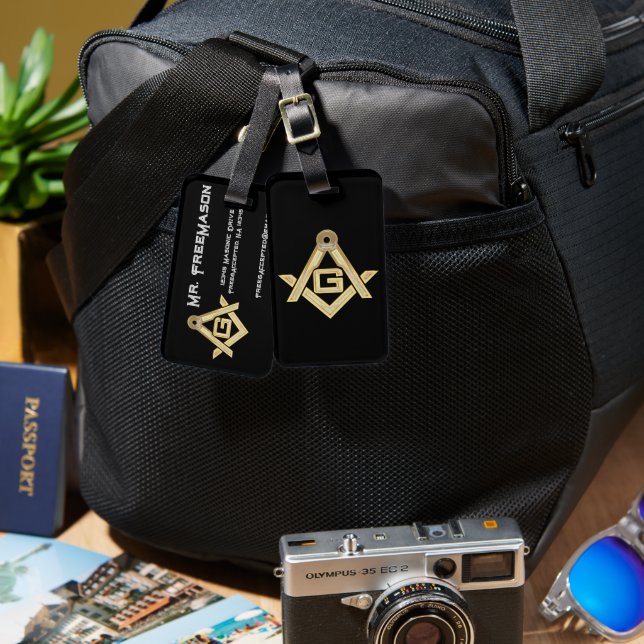 Etiqueta Para Maletas Masonic Golden Rush (Anverso & Reverso)