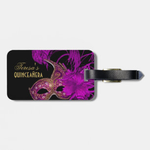 Etiqueta Para Maletas Masquerade quinceañera 15º cumpleaños púrpura