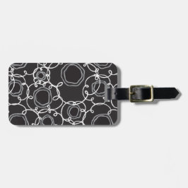 Etiqueta Para Maletas Matriz Floral Abstracta (Negro) Arte Fino