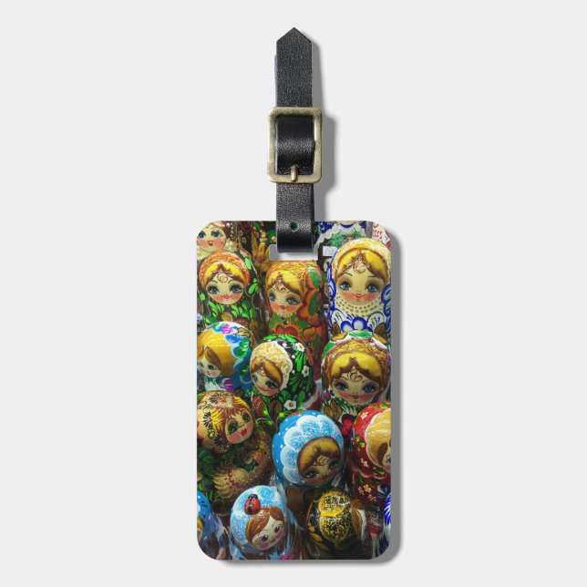 Etiqueta Para Maletas Matryoshka Dolls Souvenir Kiosk Foto de viaje (Frente Vertical)