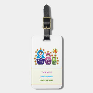 Etiqueta Para Maletas Matryoshka personalizado de muñecas y girasoles ru