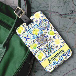 Etiqueta Para Maletas Mayólica mediterránea de verano siciliana