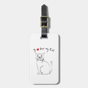 Etiqueta Para Maletas Me encanta mi gato, lindo, Guay