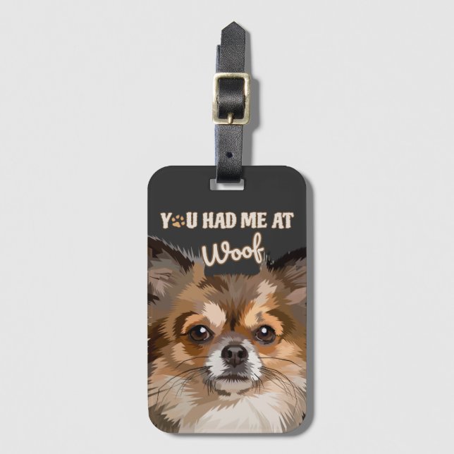 Etiqueta Para Maletas Me Tenías En Woof | Perros Pomerania (Anverso vertical)