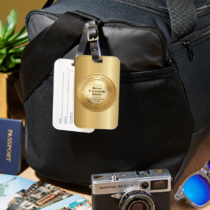 Etiqueta Para Maletas Medalla personalizada 3D realista editable de oro