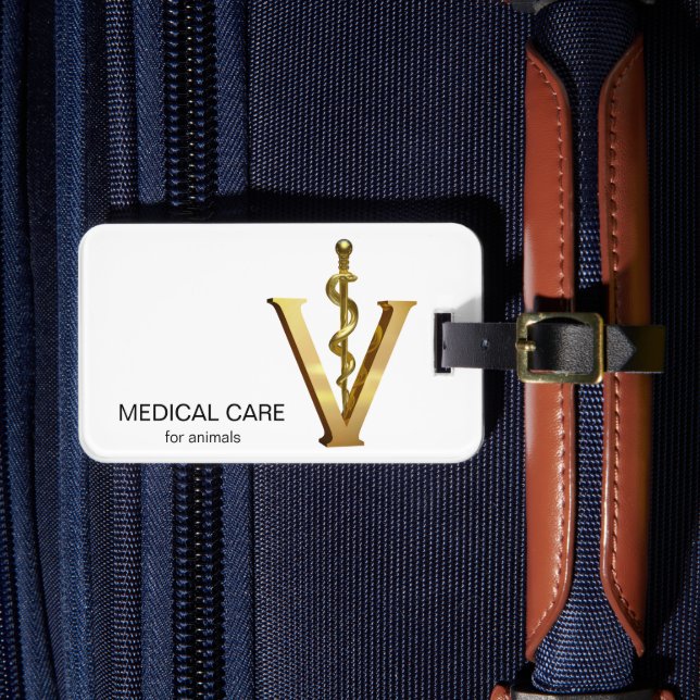 Etiqueta Para Maletas Medicina Veterinaria Asclepius Vet Elegant Gold V (Anverso In situ 4)
