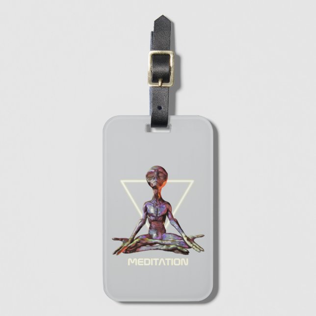 Etiqueta Para Maletas Meditación. Extranjero en posición tranquila Etiqu (Anverso vertical)