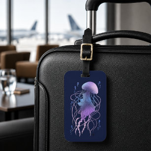 Etiqueta Para Maletas Medusa Etérea Violeta Azul