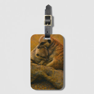 Etiqueta Para Maletas Meerkat Cuddle - Pintura de vida silvestre en la T
