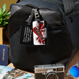 Etiqueta Para Maletas Megáfono, animador negro, blanco y rojo