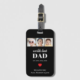 Etiqueta Para Maletas Mejor Papá del Mundo Te amamos 3 Nombres de Fotos