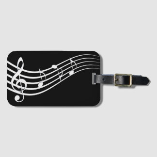 Etiqueta Para Maletas melodía de música en blanco y negro