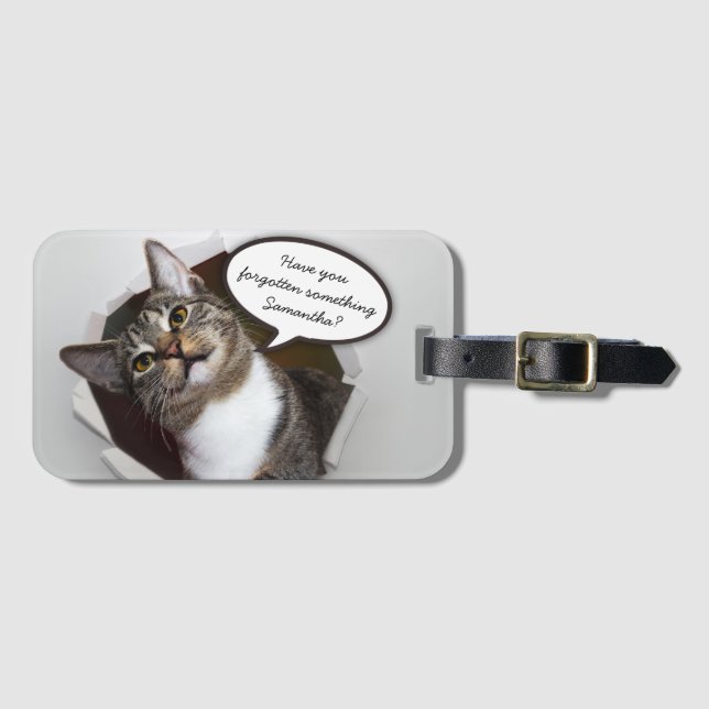Etiqueta Para Maletas Mensaje personalizado gato de interrupción (Anverso horizontal)