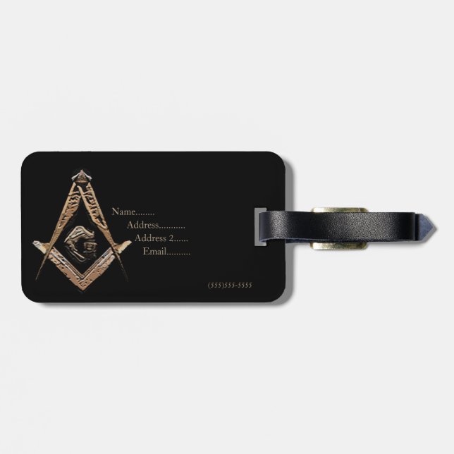 Etiqueta Para Maletas Mentes masónicas (dorado) (Atrás Horizontal)