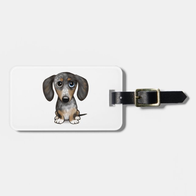 Etiqueta Para Maletas Merle Dapple Dachshund Cute Wiener Dog (Frente Horizontal)