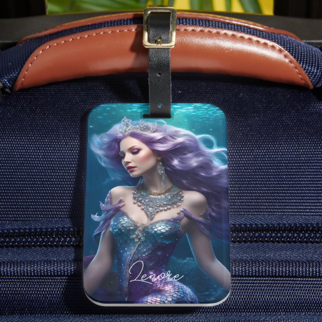 Etiqueta Para Maletas Mermaid Purple Hair (Anverso In situ 2)