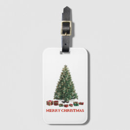 Etiqueta Para Maletas Merry Christmas. Tree (design 1) with gifts