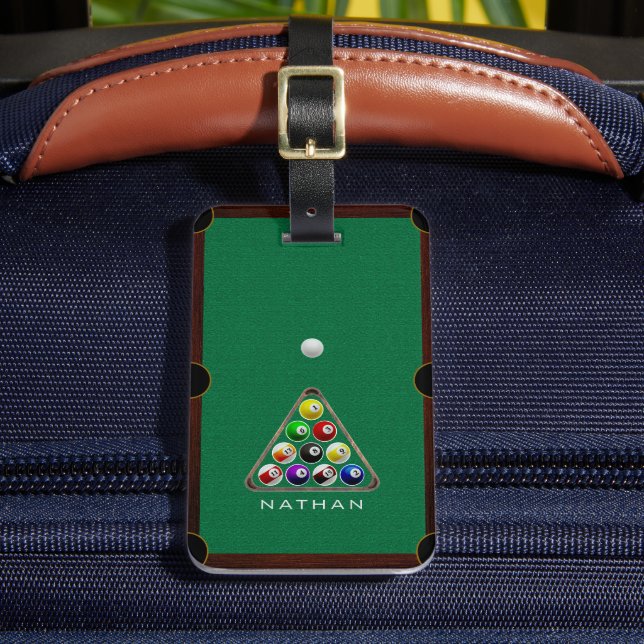 Etiqueta Para Maletas Mesa de billar Billiards Green (Anverso In situ 2)