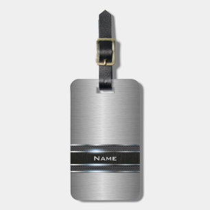 Etiqueta Para Maletas Metal elegante con la mirada de cuero de la raya