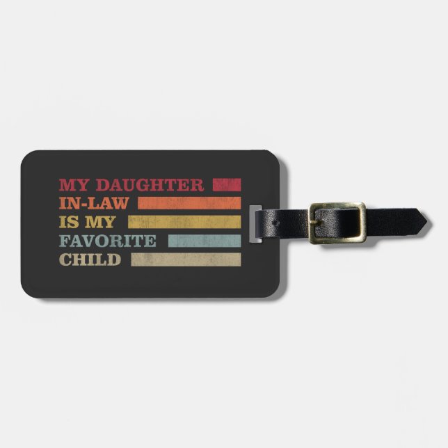 Etiqueta Para Maletas Mi Hija En La Ley Es Mi Hijo Favorito. (Frente Horizontal)